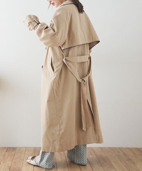 Futier land（フューティアランド）の「ワイドパイピングトレンチコート（トレンチコート・レディース・ベージュ/イエロー/ライトベージュ・FREE）」の7枚目の写真