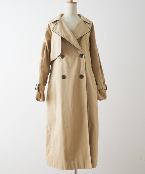 Futier land（フューティアランド）の「ワイドパイピングトレンチコート（トレンチコート・レディース・ベージュ/イエロー/ライトベージュ・FREE）」の20枚目の写真