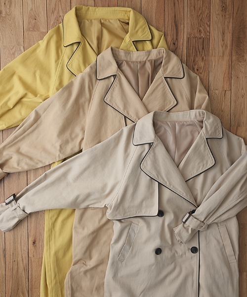 Futier land（フューティアランド）の「ワイドパイピングトレンチコート（トレンチコート・レディース・ベージュ/イエロー/ライトベージュ・FREE）」の9枚目の写真