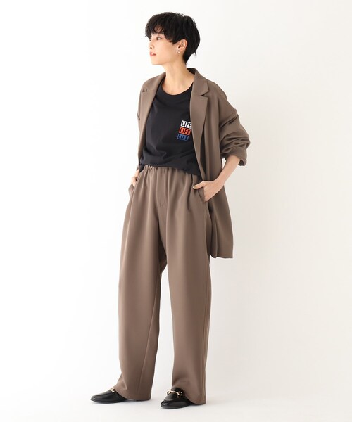 OPAQUE.CLIP(オペークドットクリップ)の「◆イージーダブルクロス ワイドパンツ【UNISEX】(スーツパンツ・レディース・ガンメタ/オリーブ/ブラック・38/42/40)」の5枚目の写真