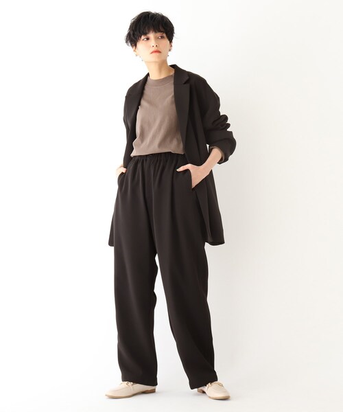 OPAQUE.CLIP(オペークドットクリップ)の「◆イージーダブルクロス ワイドパンツ【UNISEX】(スーツパンツ・レディース・ガンメタ/オリーブ/ブラック・38/42/40)」の13枚目の写真