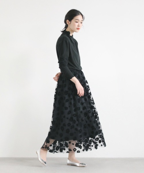 kaene（カエン）の「フロッキーレオパードスカート（スカート・レディース・ブラウン/ブラック・FREE）」の2枚目の写真