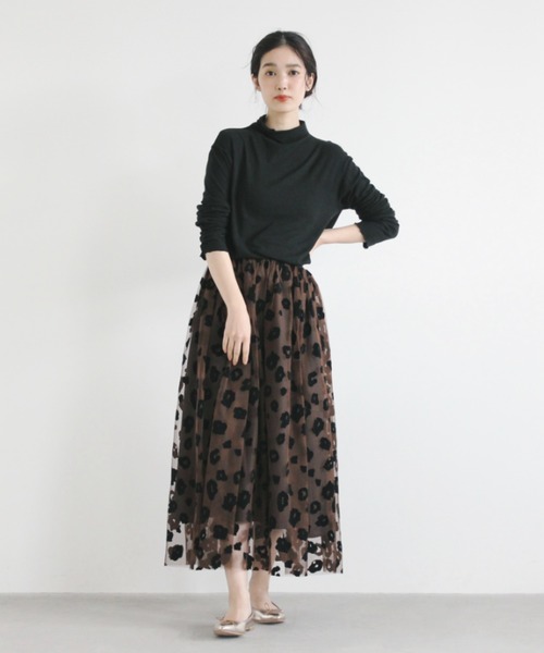 kaene（カエン）の「フロッキーレオパードスカート（スカート・レディース・ブラウン/ブラック・FREE）」の3枚目の写真