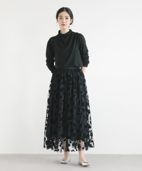 kaene（カエン）の「フロッキーレオパードスカート（スカート・レディース・ブラウン/ブラック・FREE）」の5枚目の写真