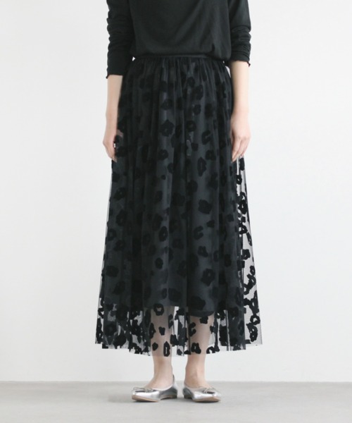 kaene（カエン）の「フロッキーレオパードスカート（スカート・レディース・ブラウン/ブラック・FREE）」の7枚目の写真
