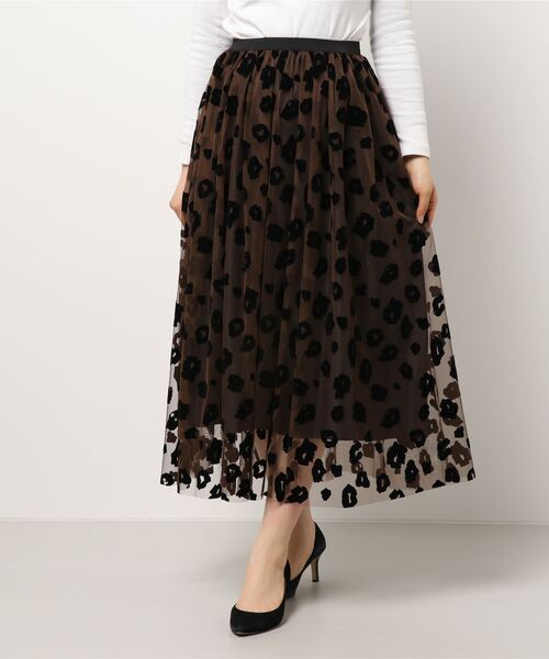 kaene（カエン）の「フロッキーレオパードスカート（スカート・レディース・ブラウン/ブラック・FREE）」の9枚目の写真