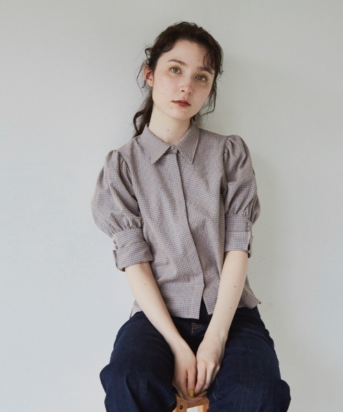 idem（イデム）の「basic sleeve shirt/ベーシックスリーブシャツ（シャツ/ブラウス・レディース・ブラック/アイボリー/チェック/その他・FREE）」の3枚目の写真