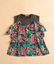 Cepica | ボーダー×花柄レイヤードカットソー(Tシャツ/カットソー)