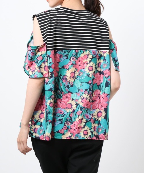 Cepica（セピカ）の「ボーダー×花柄レイヤードカットソー（Tシャツ/カットソー・レディース・ホワイト系その他・FREE）」の4枚目の写真