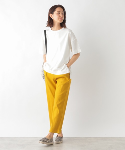 LEPSIM(レプシィム)の「エチケットデイリーT 936979(Tシャツ/カットソー・レディース・カーキ/グレイッシュベージュ/ダークネイビー/オフホワイト/レッド・FREE)」の6枚目の写真