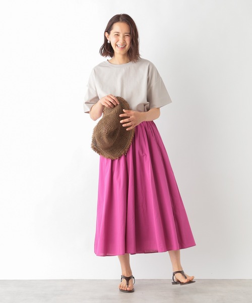 LEPSIM(レプシィム)の「エチケットデイリーT 936979(Tシャツ/カットソー・レディース・カーキ/グレイッシュベージュ/ダークネイビー/オフホワイト/レッド・FREE)」の7枚目の写真