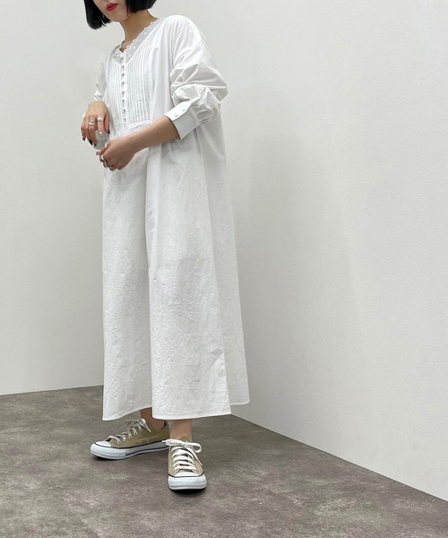 apres jour mignon（アプレジュールミニョン）の「Ｖレースピンタックワンピース【ZOZOTOWN限定アイテム】（ワンピース・レディース・オフホワイト/ベージュ/ブラック・フリー/X-LARGE）」の18枚目の写真