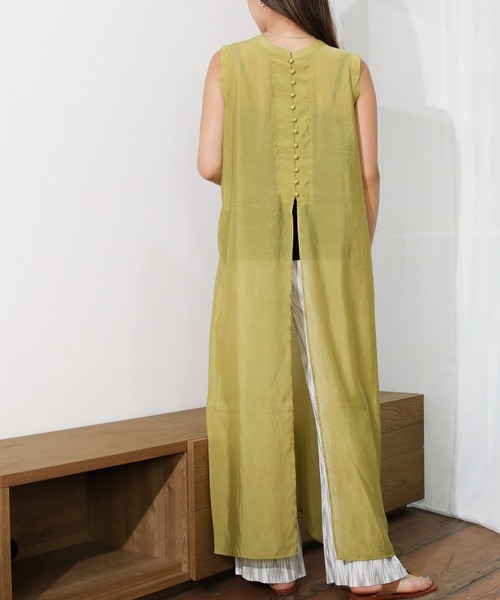 Per sist ence(パーシエンス)の「Per sist ence/パーシエンス ノースリーブチュニック(シャツ/ブラウス・レディース・オフホワイト/ブラック/ブラウン/カーキ・FREE)」の4枚目の写真