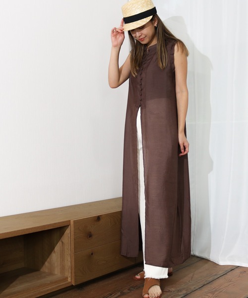 Per sist ence(パーシエンス)の「Per sist ence/パーシエンス ノースリーブチュニック(シャツ/ブラウス・レディース・オフホワイト/ブラック/ブラウン/カーキ・FREE)」の17枚目の写真