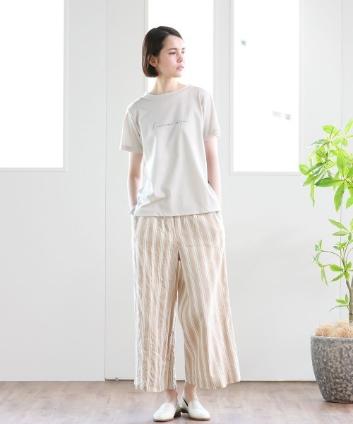 Pao de lo（パオデロ）の「【VOYAGE】フレンチリネンストライプワイドパンツ（その他パンツ・レディース・ベージュ/ネイビー・9号）」の7枚目の写真