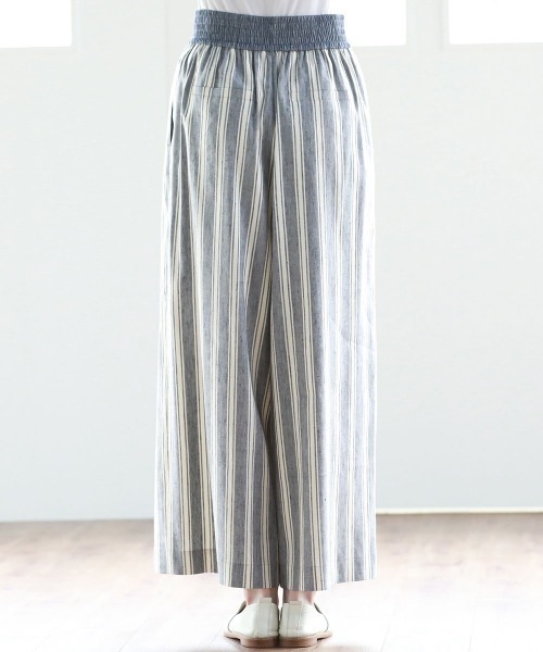 Pao de lo（パオデロ）の「【VOYAGE】フレンチリネンストライプワイドパンツ（その他パンツ・レディース・ベージュ/ネイビー・9号）」の13枚目の写真