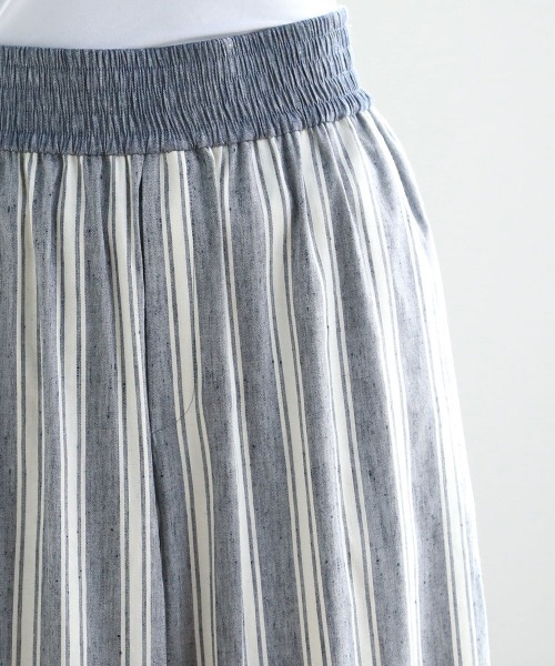 Pao de lo（パオデロ）の「【VOYAGE】フレンチリネンストライプワイドパンツ（その他パンツ・レディース・ベージュ/ネイビー・9号）」の11枚目の写真