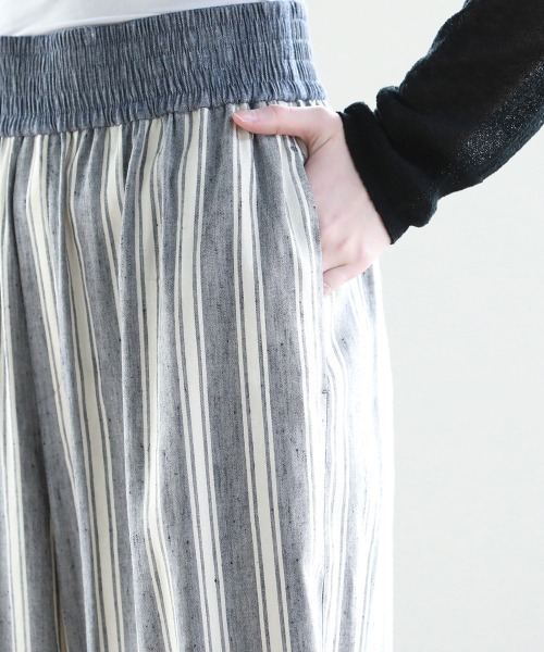 Pao de lo（パオデロ）の「【VOYAGE】フレンチリネンストライプワイドパンツ（その他パンツ・レディース・ベージュ/ネイビー・9号）」の10枚目の写真