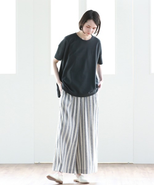 Pao de lo（パオデロ）の「【VOYAGE】フレンチリネンストライプワイドパンツ（その他パンツ・レディース・ベージュ/ネイビー・9号）」の18枚目の写真