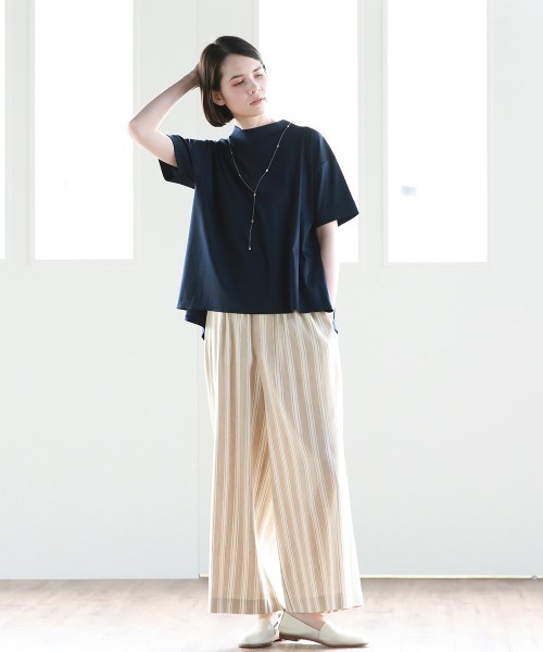 Pao de lo（パオデロ）の「【VOYAGE】フレンチリネンストライプワイドパンツ（その他パンツ・レディース・ベージュ/ネイビー・9号）」の16枚目の写真