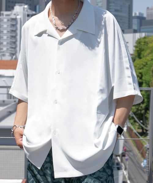 Adoon plain（アドーンプレーン）の「【Adoon plain】ドルマンシャツ（シャツ/ブラウス・メンズ・オフホワイト/ブラック/ライトピンク/ライトグリーン・MEDIUM/LARGE）」の2枚目の写真