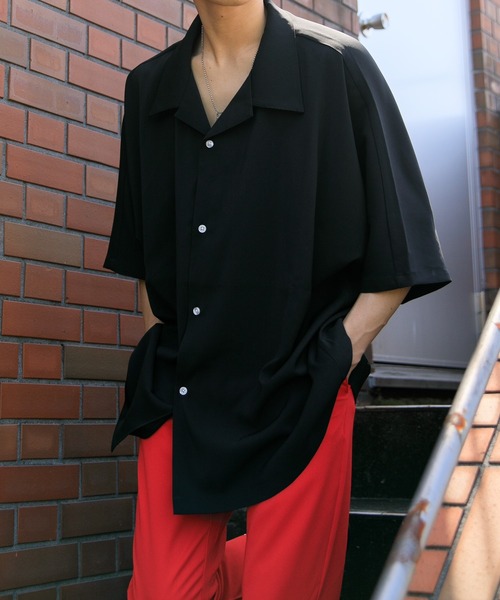 Adoon plain（アドーンプレーン）の「【Adoon plain】ドルマンシャツ（シャツ/ブラウス・メンズ・オフホワイト/ブラック/ライトピンク/ライトグリーン・MEDIUM/LARGE）」の3枚目の写真