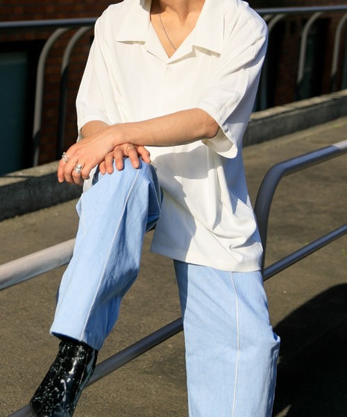 Adoon plain（アドーンプレーン）の「【Adoon plain】ドルマンシャツ（シャツ/ブラウス・メンズ・オフホワイト/ブラック/ライトピンク/ライトグリーン・MEDIUM/LARGE）」の19枚目の写真