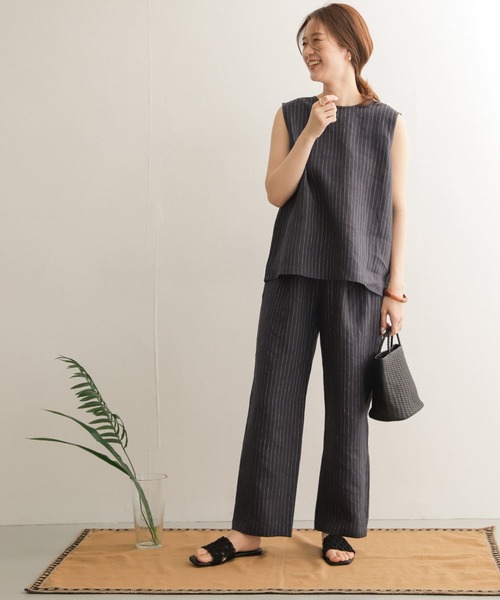 URBAN RESEARCH DOORS（アーバンリサーチドアーズ）の「リネンストライプノースリーブブラウス（シャツ/ブラウス・レディース・ブラック/ベージュ系その他・ONE）」の12枚目の写真