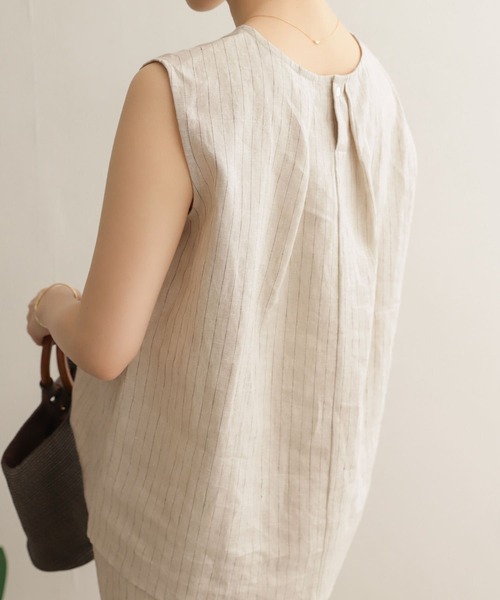 URBAN RESEARCH DOORS（アーバンリサーチドアーズ）の「リネンストライプノースリーブブラウス（シャツ/ブラウス・レディース・ブラック/ベージュ系その他・ONE）」の19枚目の写真