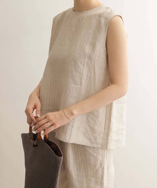 URBAN RESEARCH DOORS（アーバンリサーチドアーズ）の「リネンストライプノースリーブブラウス（シャツ/ブラウス・レディース・ブラック/ベージュ系その他・ONE）」の20枚目の写真
