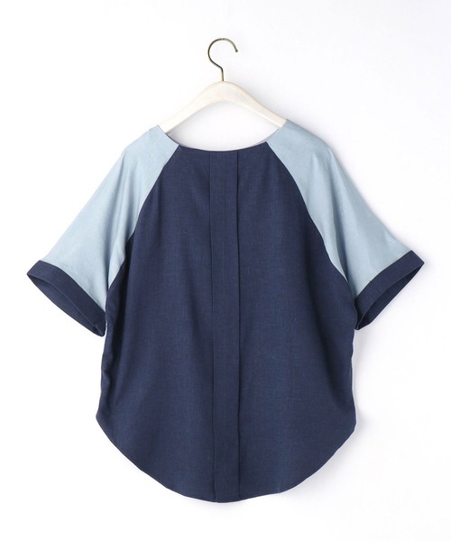 NICOLE white（ニコルホワイト）の「バイカラーブラウス（シャツ/ブラウス・レディース・サックスブルー/オフホワイト/ネイビー・FREE）」の6枚目の写真