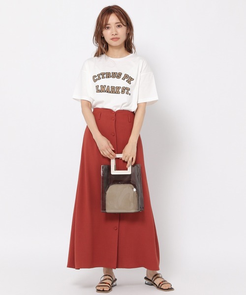 mysty woman（ミスティウーマン）の「楊柳ボタンフレアスカート 956302（スカート・レディース・ブラック/ベージュ/レッド系その他/ダークグリーン/ダークベージュ・FREE）」の10枚目の写真