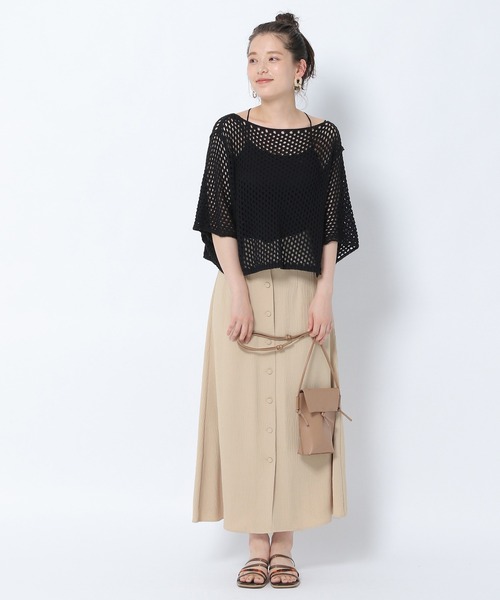 mysty woman（ミスティウーマン）の「楊柳ボタンフレアスカート 956302（スカート・レディース・ブラック/ベージュ/レッド系その他/ダークグリーン/ダークベージュ・FREE）」の15枚目の写真