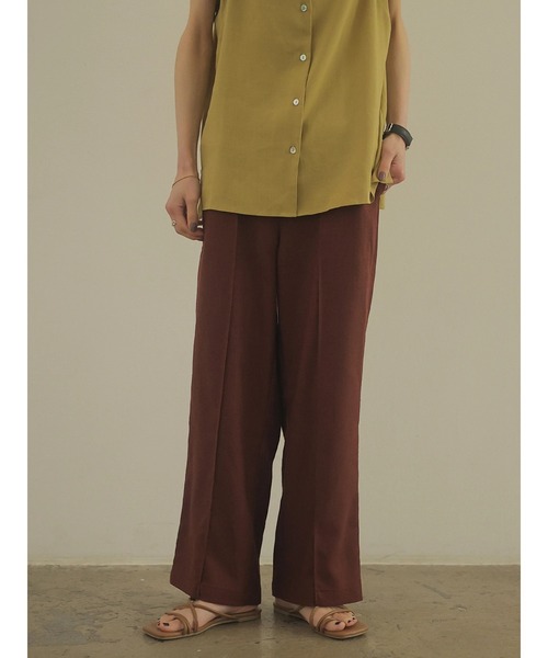 rem closet（レムクローゼット）の「リネンブレンドロングパンツ（スラックス・レディース・ブラウン/ベージュ・S/XS）」の2枚目の写真