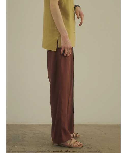 rem closet（レムクローゼット）の「リネンブレンドロングパンツ（スラックス・レディース・ブラウン/ベージュ・S/XS）」の21枚目の写真