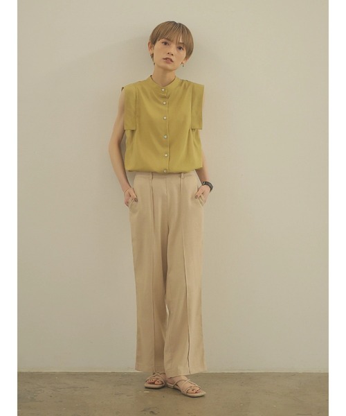 rem closet（レムクローゼット）の「リネンブレンドロングパンツ（スラックス・レディース・ブラウン/ベージュ・S/XS）」の17枚目の写真