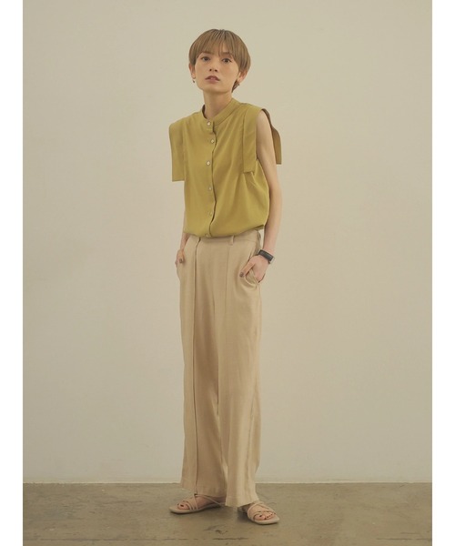 rem closet（レムクローゼット）の「リネンブレンドロングパンツ（スラックス・レディース・ブラウン/ベージュ・S/XS）」の7枚目の写真