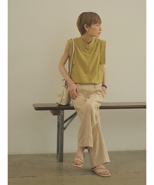 rem closet（レムクローゼット）の「リネンブレンドロングパンツ（スラックス・レディース・ブラウン/ベージュ・S/XS）」の15枚目の写真