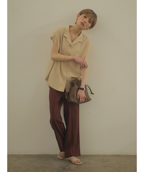 rem closet（レムクローゼット）の「リネンブレンドロングパンツ（スラックス・レディース・ブラウン/ベージュ・S/XS）」の22枚目の写真