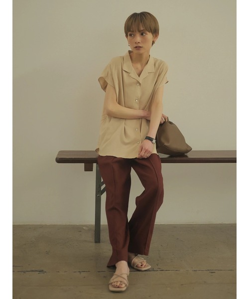 rem closet（レムクローゼット）の「リネンブレンドロングパンツ（スラックス・レディース・ブラウン/ベージュ・S/XS）」の10枚目の写真