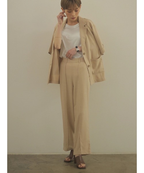 rem closet（レムクローゼット）の「リネンブレンドロングパンツ（スラックス・レディース・ブラウン/ベージュ・S/XS）」の11枚目の写真