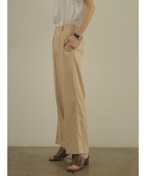 rem closet（レムクローゼット）の「リネンブレンドロングパンツ（スラックス・レディース・ブラウン/ベージュ・S/XS）」の3枚目の写真