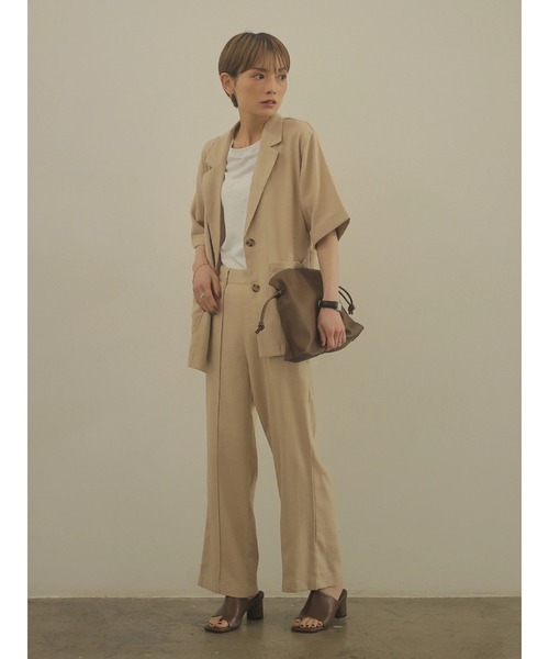 rem closet（レムクローゼット）の「リネンブレンドロングパンツ（スラックス・レディース・ブラウン/ベージュ・S/XS）」の19枚目の写真