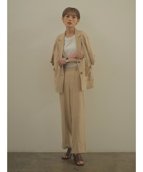 rem closet（レムクローゼット）の「リネンブレンドロングパンツ（スラックス・レディース・ブラウン/ベージュ・S/XS）」の14枚目の写真