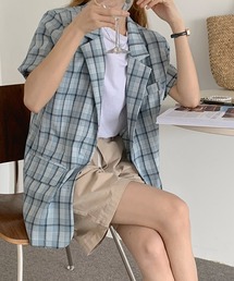 オーバーサイズチェックチェスタージャケット