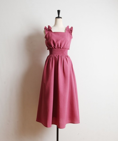 tocco closet（トッコ　クローゼット）の「２ＷＡＹショルダーシャーリングフリルワンピース（ワンピース・レディース・ピンク/グレイッシュベージュ/ブラック・M）」の17枚目の写真