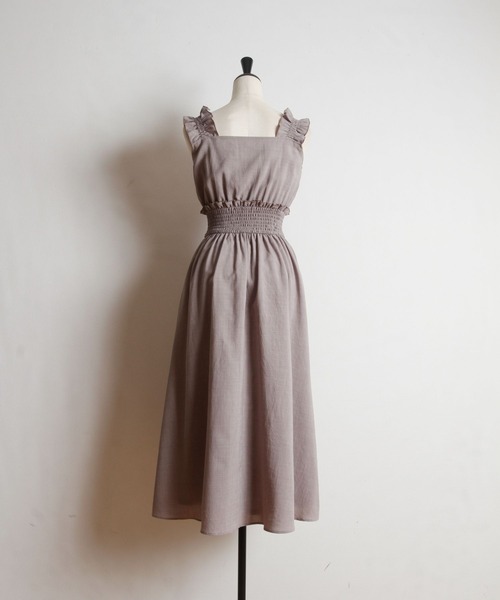 tocco closet（トッコ　クローゼット）の「２ＷＡＹショルダーシャーリングフリルワンピース（ワンピース・レディース・ピンク/グレイッシュベージュ/ブラック・M）」の20枚目の写真