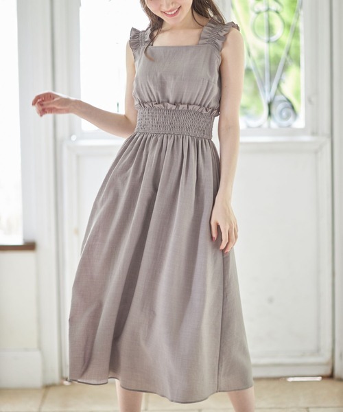 tocco closet（トッコ　クローゼット）の「２ＷＡＹショルダーシャーリングフリルワンピース（ワンピース・レディース・ピンク/グレイッシュベージュ/ブラック・M）」の9枚目の写真