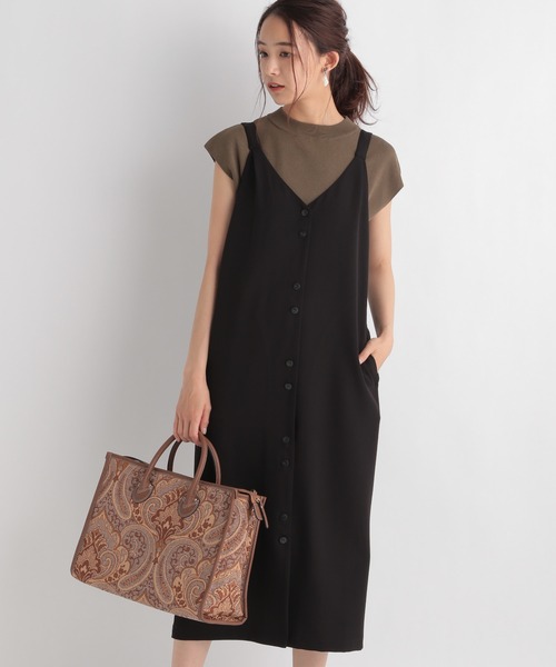 Andemiu(アンデミュウ)の「フロントボタンジャンスカ958546(ジャンパースカート・レディース・ブラック/ベージュ/ブラウン・SMALL/MEDIUM)」の2枚目の写真