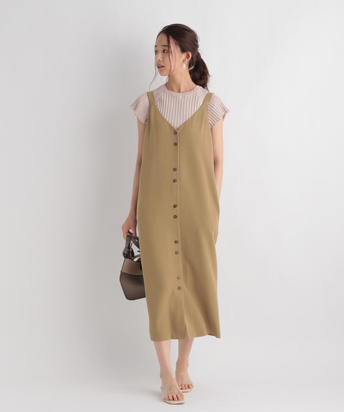 Andemiu(アンデミュウ)の「フロントボタンジャンスカ958546(ジャンパースカート・レディース・ブラック/ベージュ/ブラウン・SMALL/MEDIUM)」の4枚目の写真